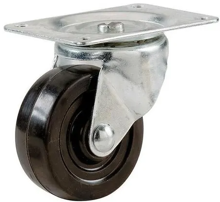 RUEDA CHAPA Y GOMA C/BASE GIRATORIA 75MM