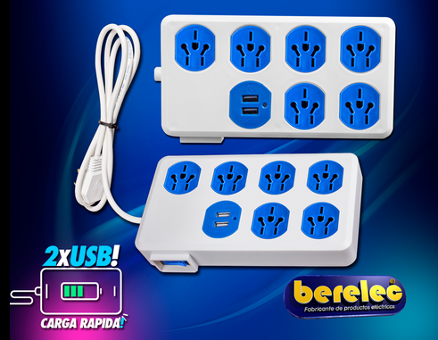 ZAPATILLA CON TECLA DE 7 TOMAS CABLE DE 1.5MTS