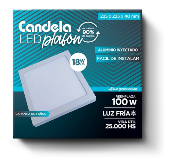 PLAFON LED 18W CUADRADO.C/BASE