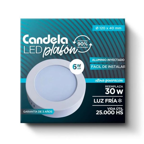PLAFON LED  6W C/BASE REDONDO
