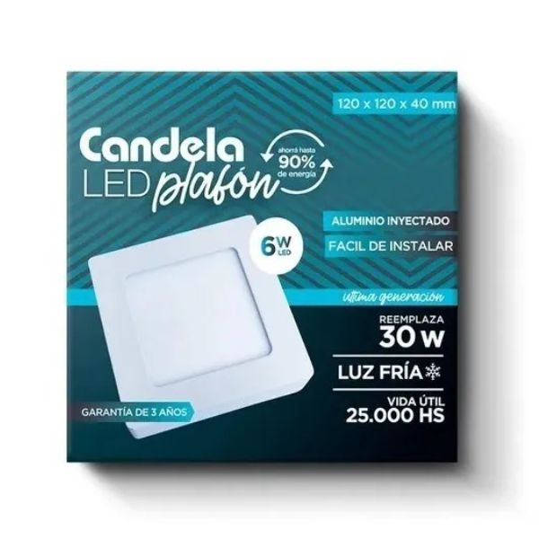 PLAFON LED   6W C/BASE CUADRADO
